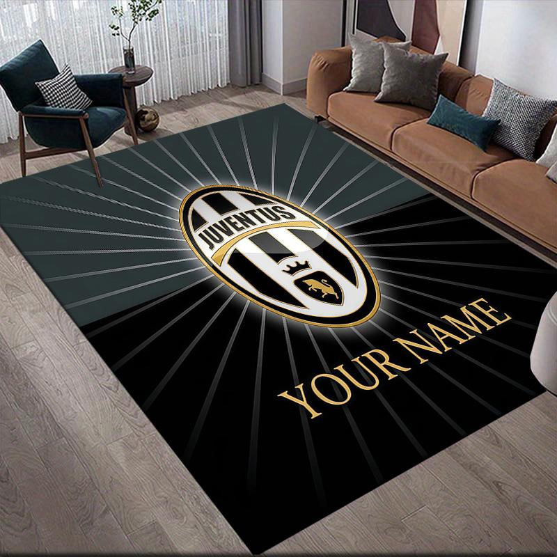 Custom Name Juventus Flannel Pattern Square Carpet,Area Rug,Carpet Rug for Living Room Bedroom Sofa Playroom Decor,Non-slip Floor Mat