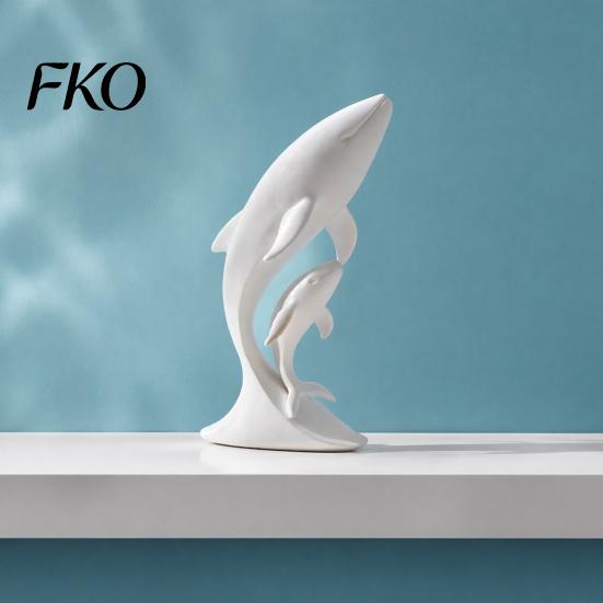 Whale Art for Nursery Decor 3D Printed Ornaments, Mother And Child Figurines, Matte Solid Color Figurine Modern Minimalist Double Sculpture