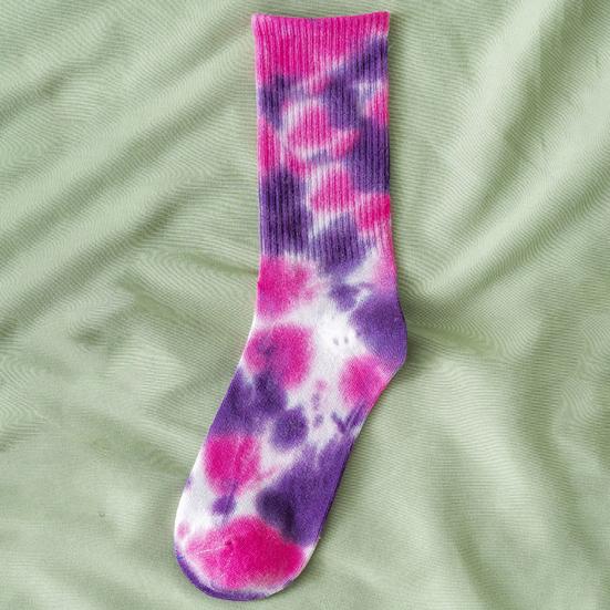 1 пара носков унисекс средней длины с принтом тай-дай, без запаха, тонкие, высокоэластичные, нескользящие, впитывающие пот, не садятся, спортивные, всесезонные, баскетбольные, до щиколотки