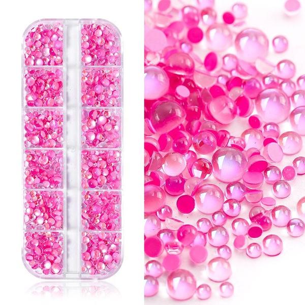 3D бусины для ногтей Aurora Bubble, бусины Crystal Mermaid Bubble для ногтей, набор хрустальных страз для ногтей с плоской задней поверхностью, цветные полукруглые бусины и стразы