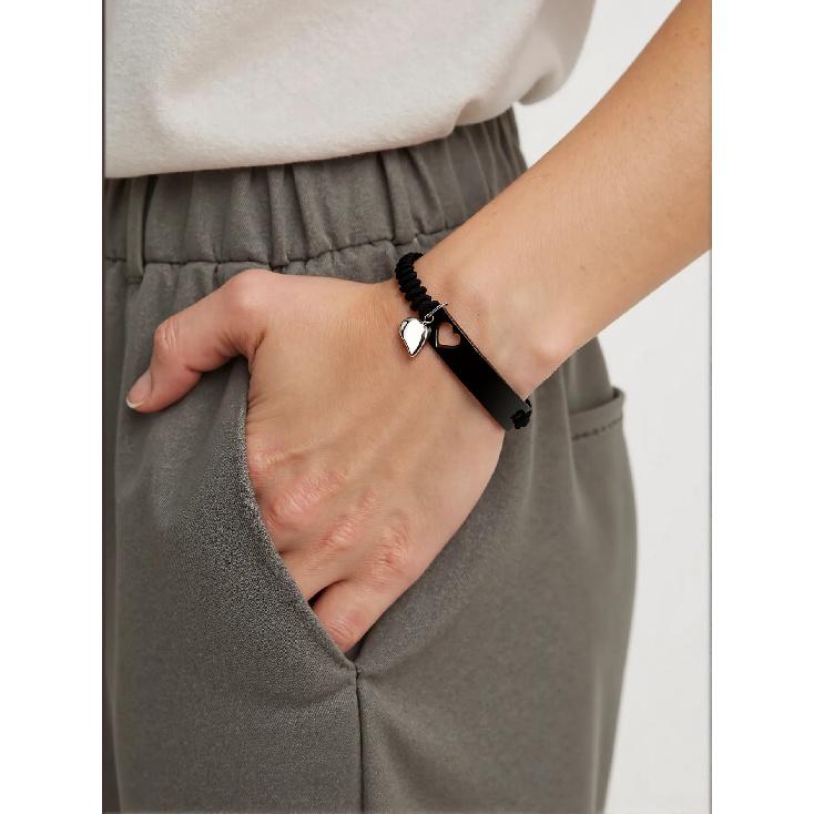 Long smooth surface engraved bracelet fashionable hand-woven heart hollowed-out magnetic stainless steel couple bracelet