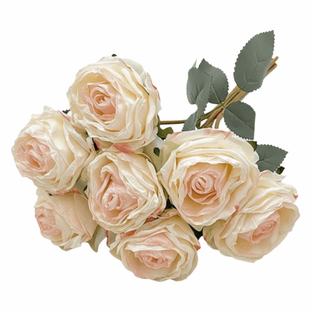 7PCS/Bundle 7 Head Rose Artificial Flower Multicolor Silk Petals Simulation Rose Flower Photo Props Table Ornament
