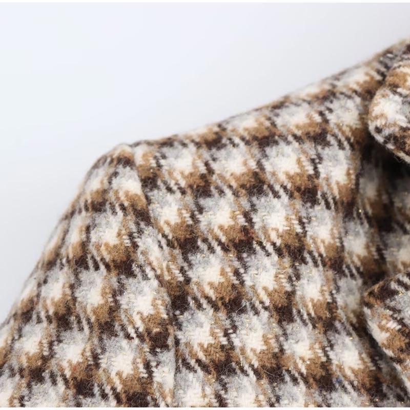 Модные клетчатые пальто женские свободные лацканы с пуговицами и длинным рукавом женское пальто элегантная осенне-зимняя модная женская верхняя одежда