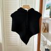 Bonnet cagoule couleur unie écharpe pull tricotée cordon de serrage intégré automne et hiver coupe-vent et chaud chapeau en laine protège-oreilles pour femme