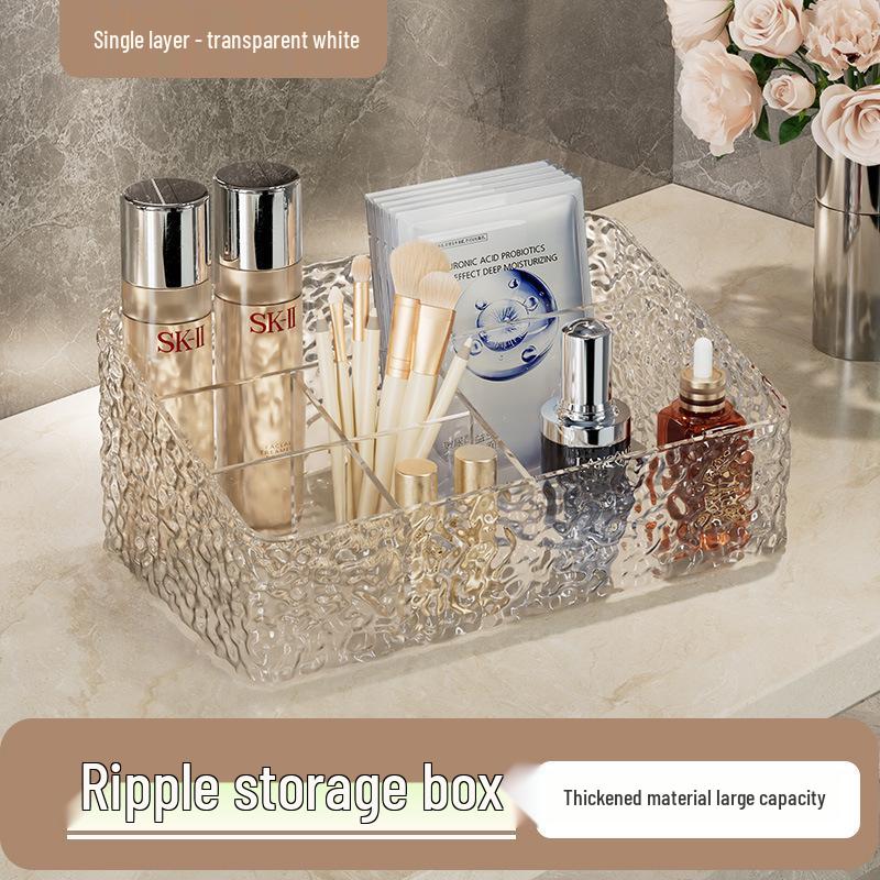 Роскошный ящик для хранения косметики с волнистым узором: Трапециевидный органайзер для кистей для макияжа, помад и теней для век