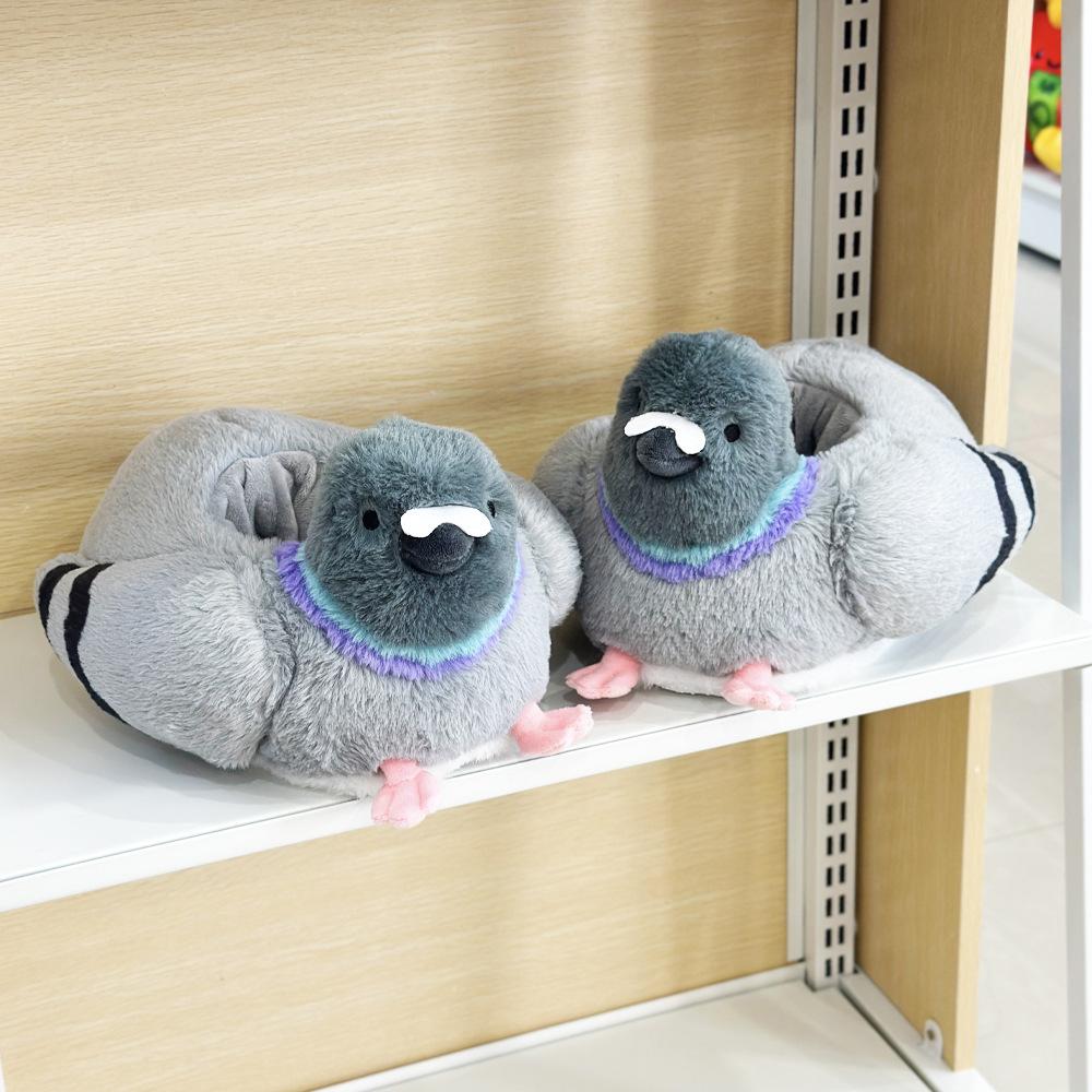 Новая стильная и милая плюшевая кукла в виде серого голубя, удобные тапочки на мягкой подошве