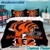 Custom Name 3PCS Cincinnati-Bengals Helmet Bedding Set,Including  Duvet Cover And 2pcs Pillowcases Perfect for Bedroom,Dormitory,Fan Christmas gift