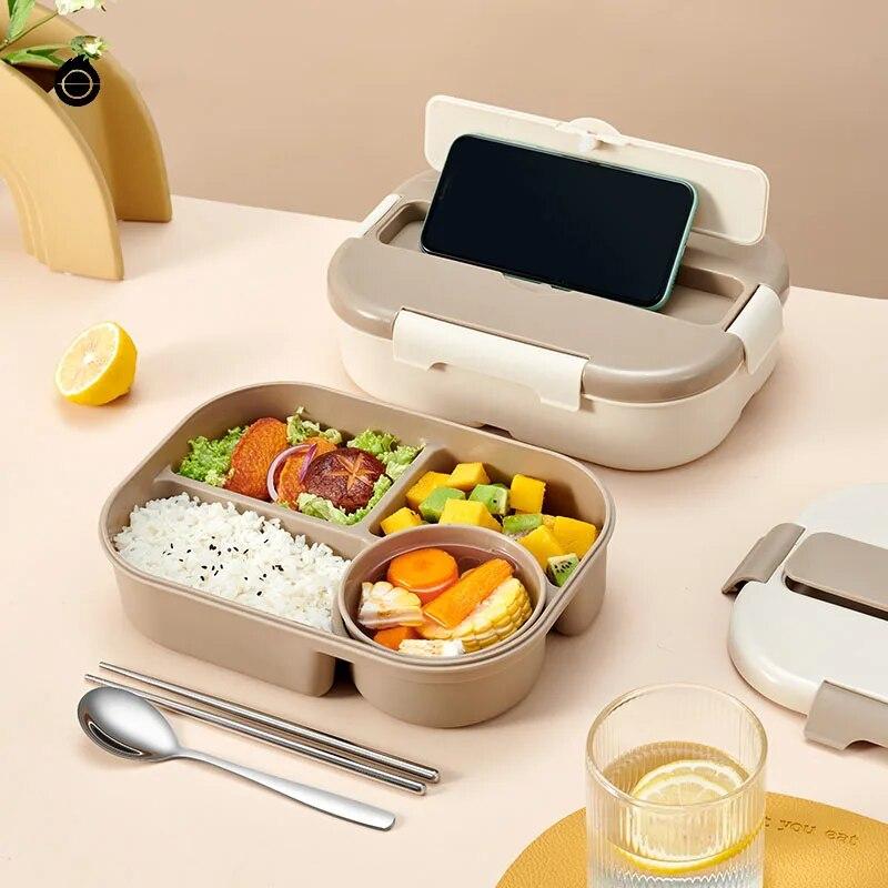 Портативный ланч-бокс Bento с отделением для микроволновой печи, пластиковый контейнер для обеда для школьников, рабочий герметичный контейнер для еды