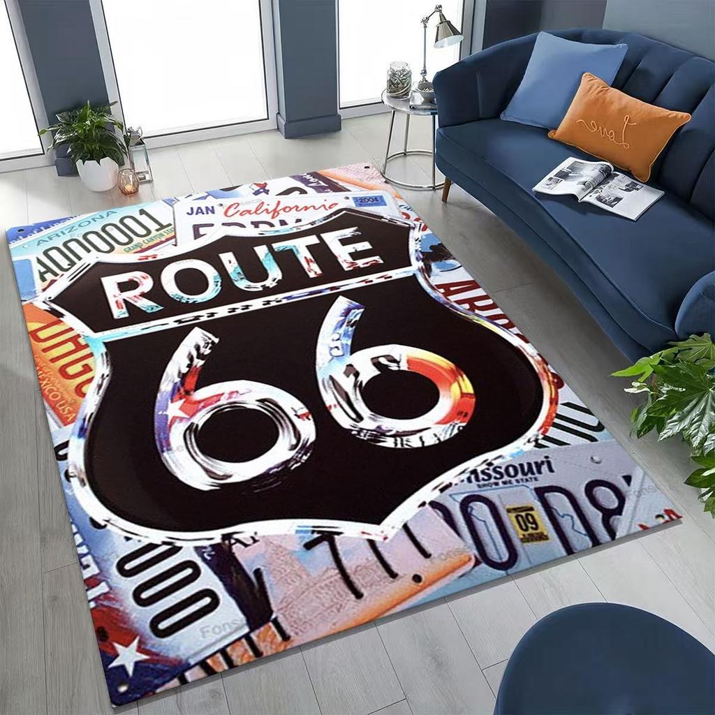3D ретро ковер Route 66 Америка Историческая Мать-дорога для спальни, гостиной, дивана, дома, коврик для прихожей, Декор, Большой детский нескользящий коврик для пола