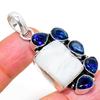 Natural Rainbow Moonstone, Topaz Gemstone 925 Sterling Silver Pendant 1.93" F1p31
