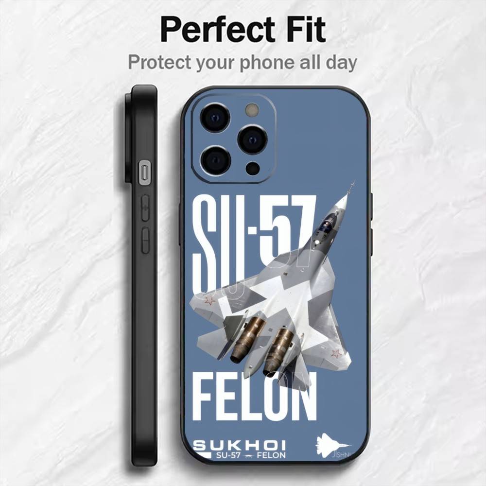 Чехол для телефона F-Fighter JetS SU-57 F-22 Для iPhone17,16,15,14,13,12 Plus,Max Мягкий Силиконовый Черный Чехол