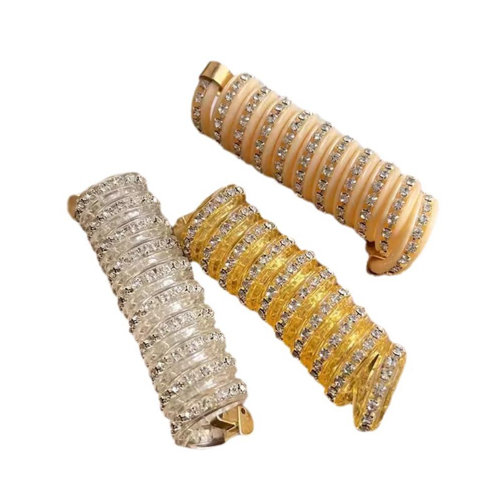 Rhinestone Phone Line Hair Loop Spiral Coil Head Rope Ponytail Telephone Line Hair Loop Girls