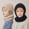 2Pcs/Set Warm Children Hat Scarf Set Ear Protection Knitted Scarf Cap Winter Neck Warmer Boys Girls