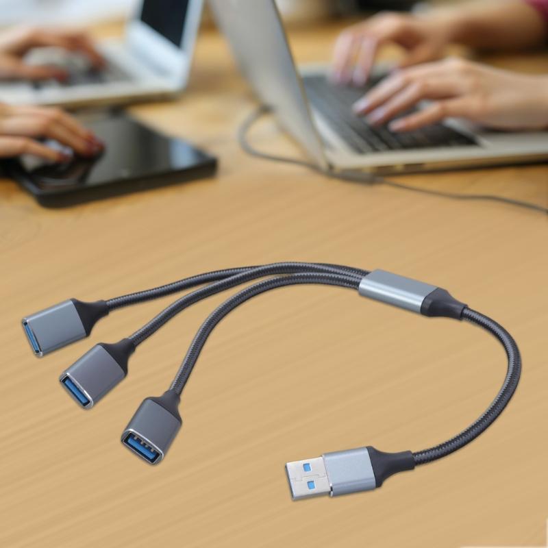 USB Splitter Cable USB2.0 Male to 3 Port Female Multiple USB Port Extender Cable for Data Transfer Power Charging