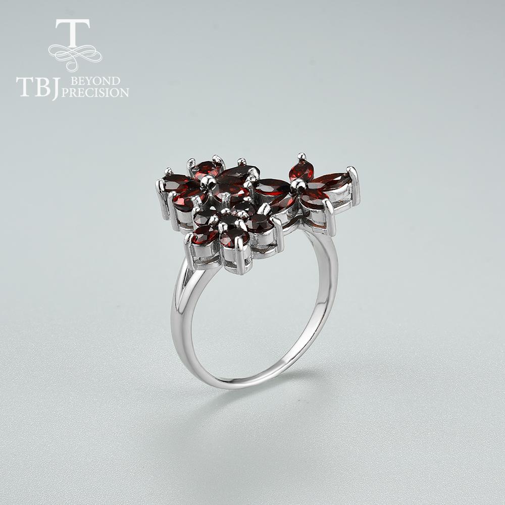 Новый комплект ювелирных изделий из кольца и сережек с натуральным гранатом из стерлингового серебра S925, модный дизайн, женская повседневная одежда, бутик ювелирных изделий