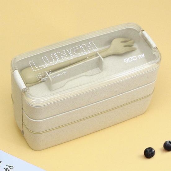 Коробка для завтрака, трехслойная, большая вместимость, смесь без запаха, большое уплотнение, разделительная тарелка для хранения продуктов