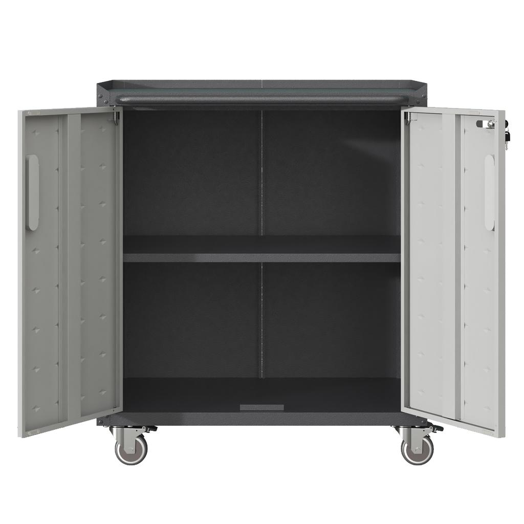 Heavy-duty metal garage cabinet with casters – sturdy tool storage, 75 × 42 × 88 cm, for garage, office & household