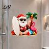 Beach Style Static Stickers Tropical Christmas Window Stickers Santa Claus Flamingo Palm Tree Surfing Board Party Supplies Decals Waterproof