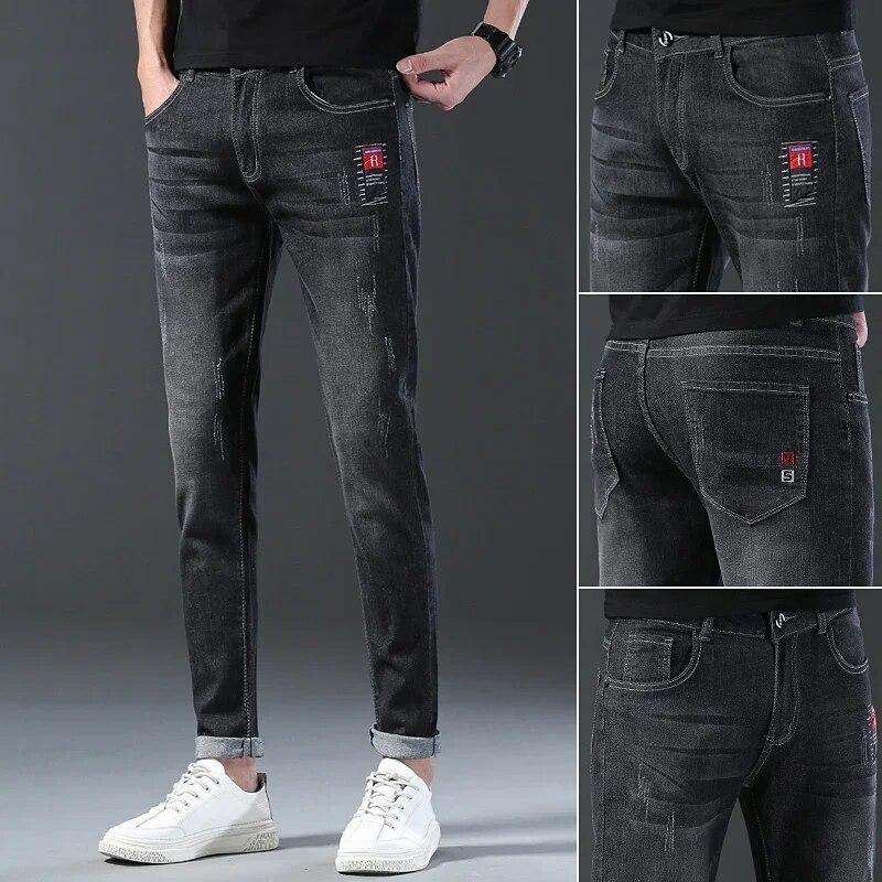 Men's Fashion and Comfortable Denim Pants Summer Versatile Jeans Men's Slim Straight Modal Pants Men's Casual Comfortable Pants