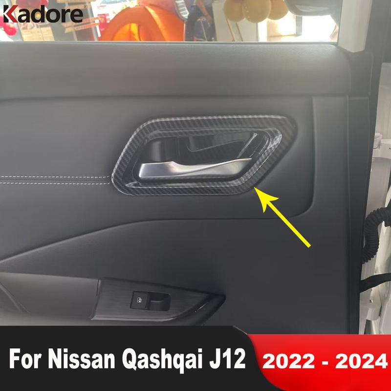 For Nissan Qashqai J12 2024 Carbon Fiber Car ide Inner Door Handle Bowl Cover Molding Trim Inteiror Accessories