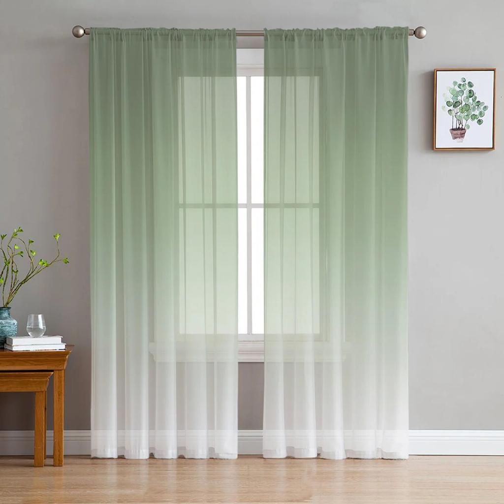 Gray Black Gradient Tulle Curtains Living Room Kitchen Chiffon Bedroom Balcony Sheer Fashion Home Decor