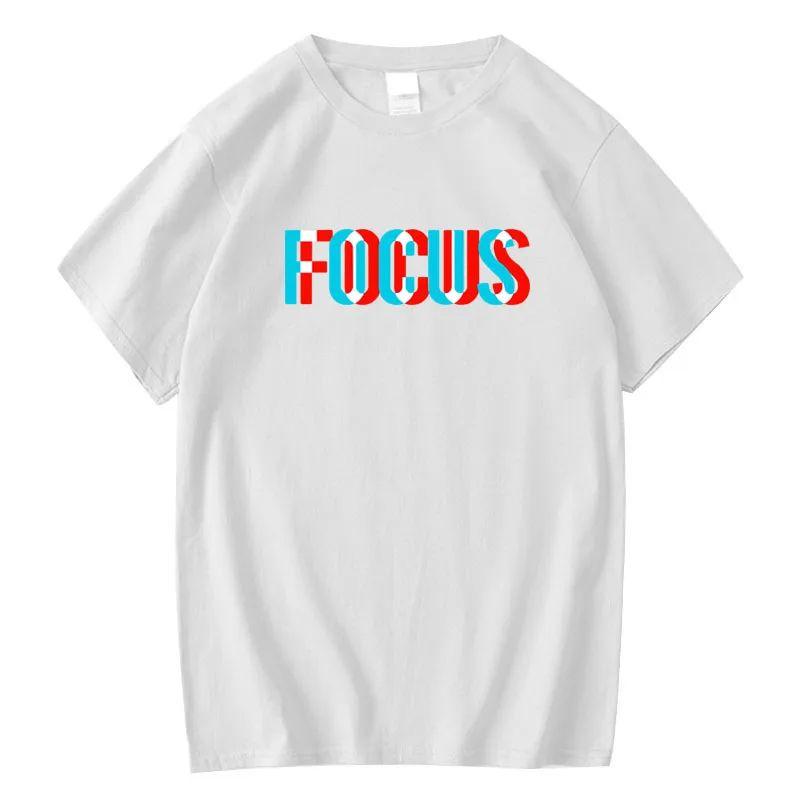 Y2k Funny Focus Print Round Neck Short Sleeved Casual Sports Oversized Tshirt Cotton Loose Tees Spring Summer Streetwear Unisex