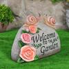 Garden Statue Solar Light Resin Outdoor Snail Welcome Figurine Eco-Friendly Flower Shape