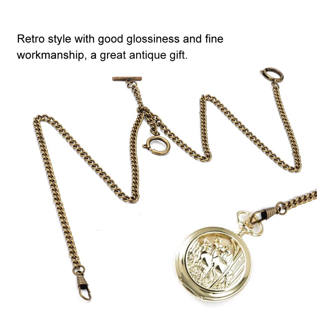 44cm Retro Vintage Metal Pocket Watch Chain Link Classic Antique Gift (Bronze)