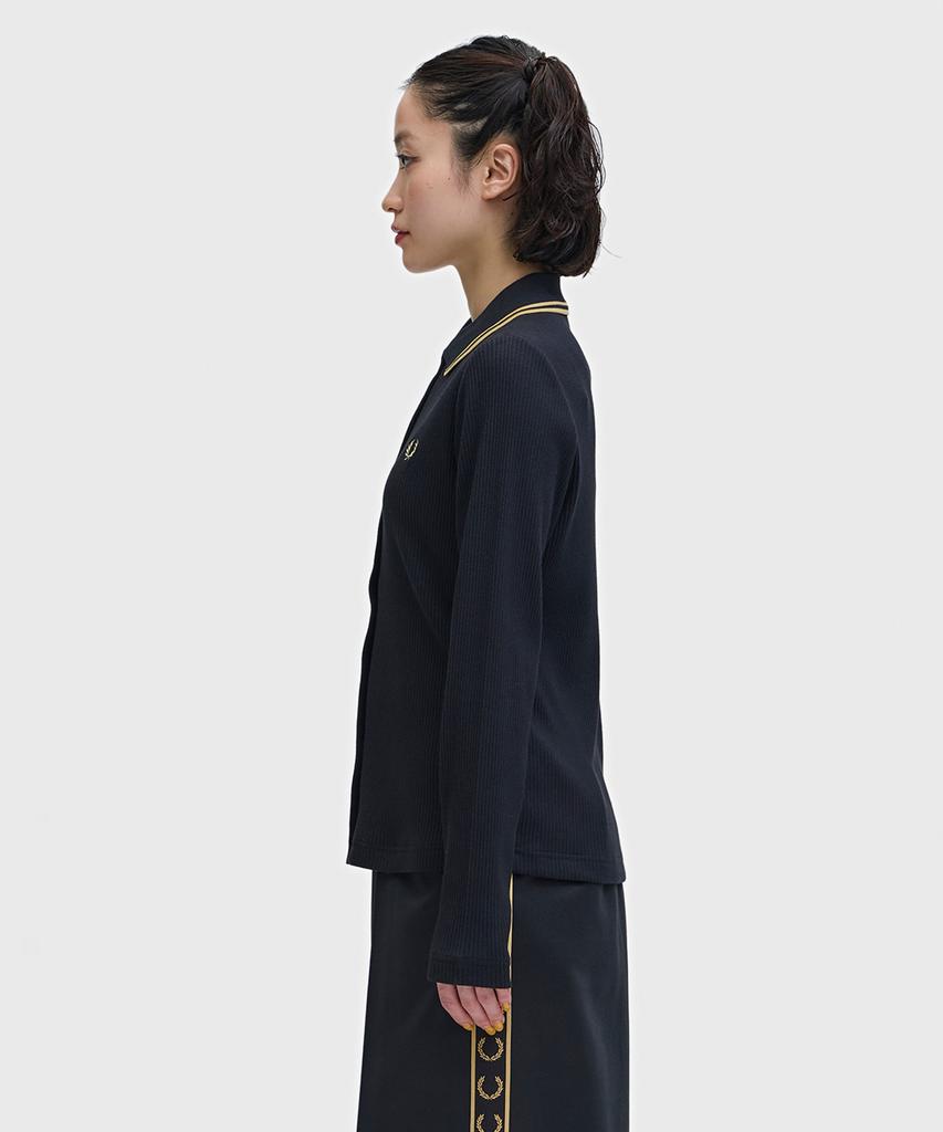 FRED PERRY [Womens] Button-Through Rib Polo Shirt - Black Afpf2612169-102