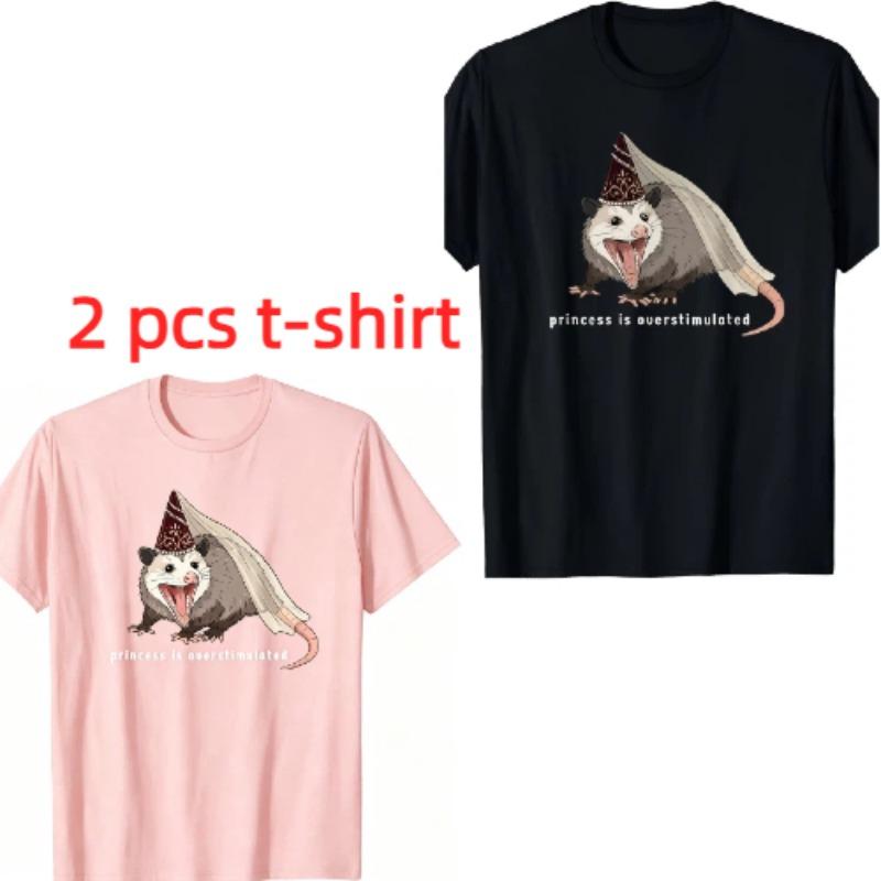 Fun Cartoon Animal Mouse Pattern Print Men's T-shirt Summer Men's and Women's Casual Fashion Tops Men's Short Sleeve T-shirt Oversize Clothing
