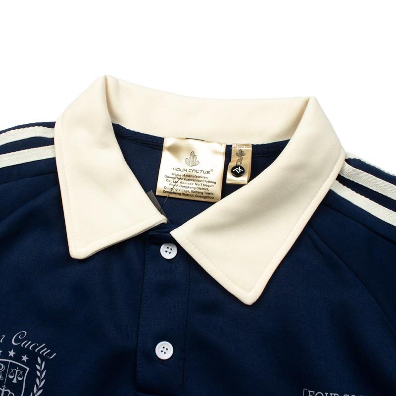 American Collegiate Polo Collar Sweatshirt Unisex Football Number 33 Print Retro Loose Casual Couple Top