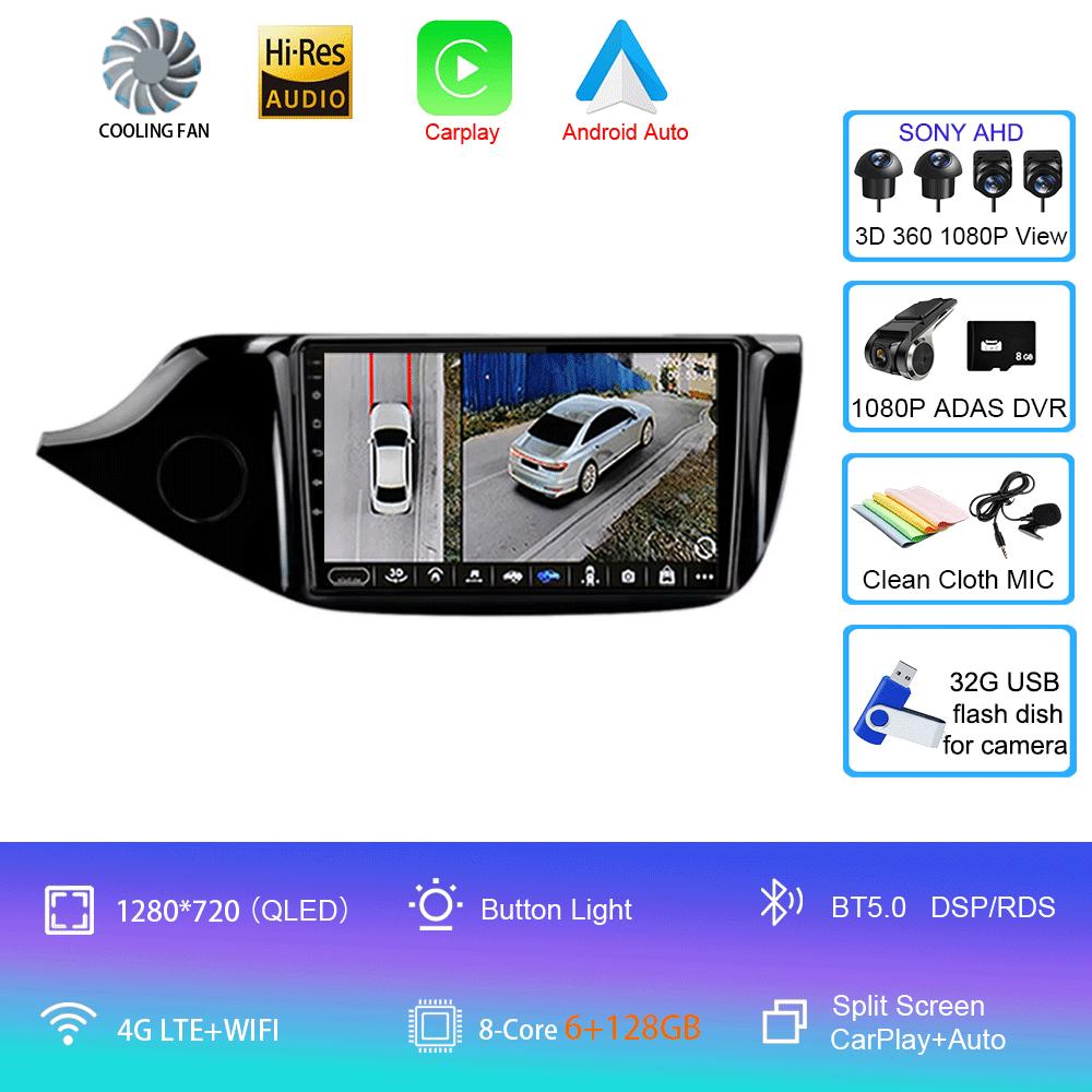 Автомобильное радио Android 14 Carplay для KIA Cee'd CEED JD 2012 2013 - 2018 Навигация Мультимедийный проигрыватель Стерео 5GWiFi+4G SIM BT видео