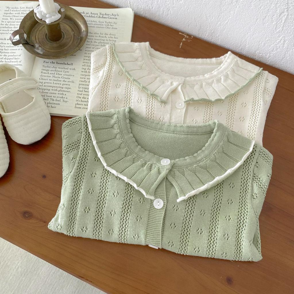 Детская одежда, милый детский вязаный свитер, летняя тонкая девочка, маленький снаружи, кардиган с кондиционером