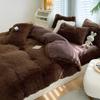 Simple Solid Color Mink Velvet Bedding Four-piece Set Winter Plush Warm Quilt Cover Red Fleece Blanket Bed 4-piece Set