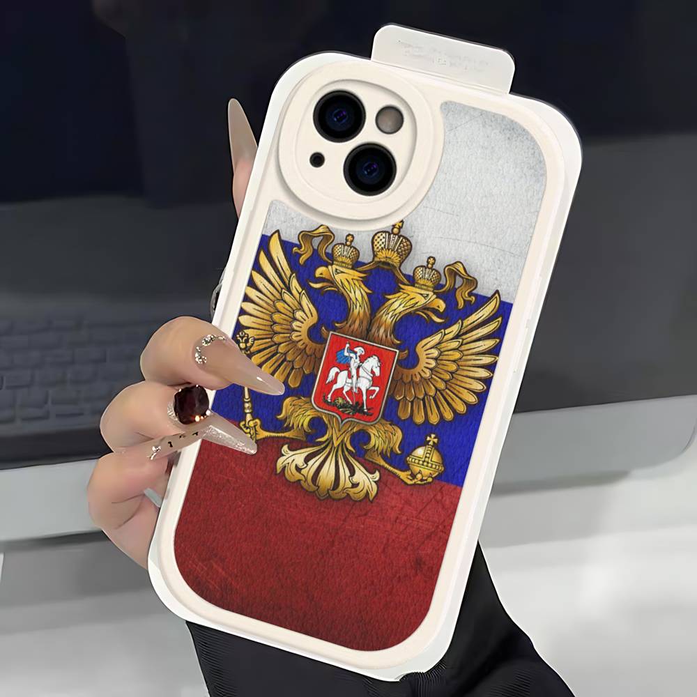 Популярный Флаг России Чехол для Телефона Для IPhone 11 12 13 14 15 16 Pro Max Mini Plus Мягкий Кожаный Чехол