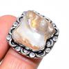 Жемчуг Бива Ручная работа 925 Стерлинговое серебро Ювелирное кольцо Размер 6.5 V0z41