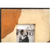 Cream and brown leather decorated photo frame 30x25 cm