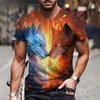 Новая мужская уличная футболка с круглым вырезом и короткими рукавами с 3D-принтом в виде свирепого животного