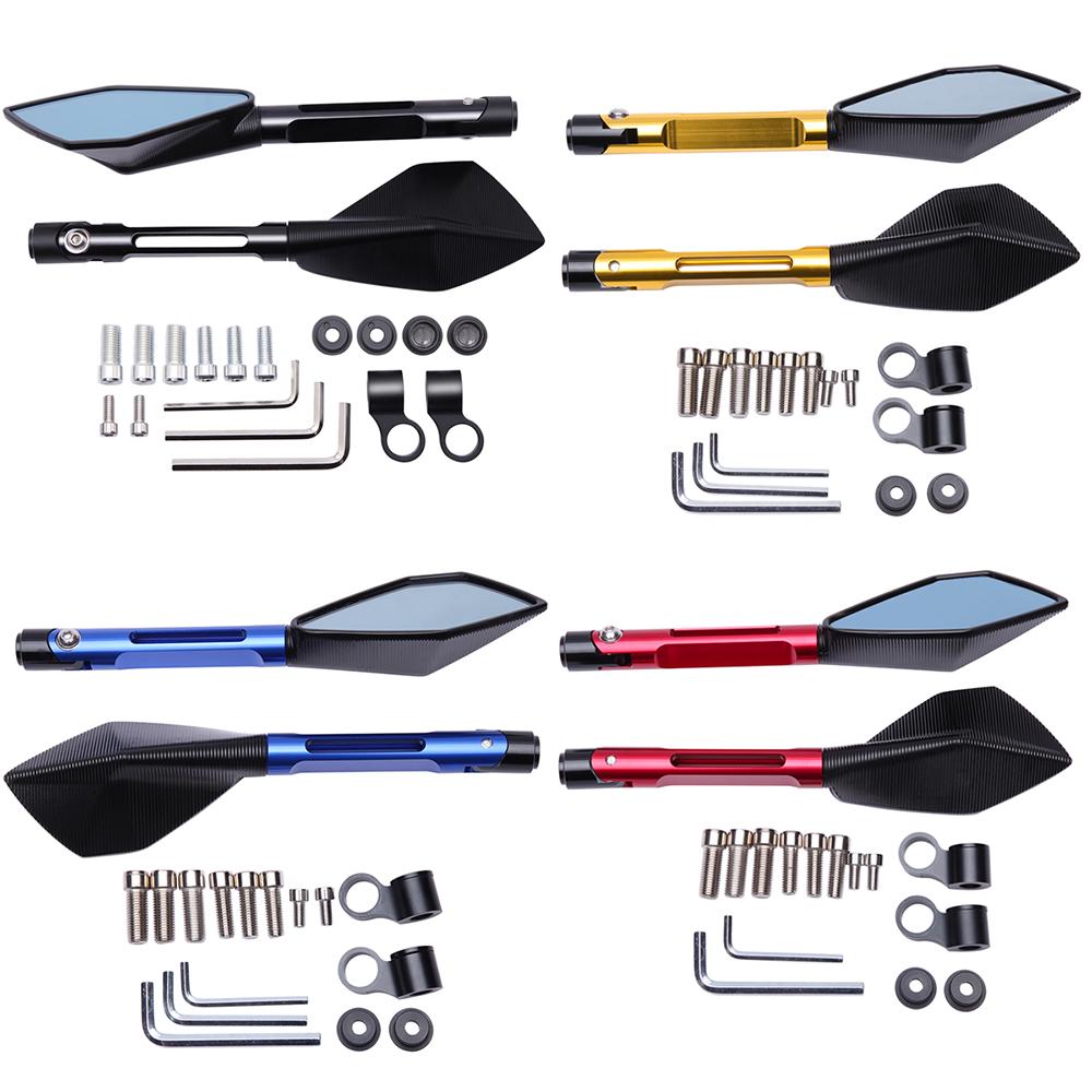 Универсальное алюминиевое зеркало заднего вида с ЧПУ для мотоцикла, синее антибликовое зеркало для скутера Honda Yamaha Suzuki