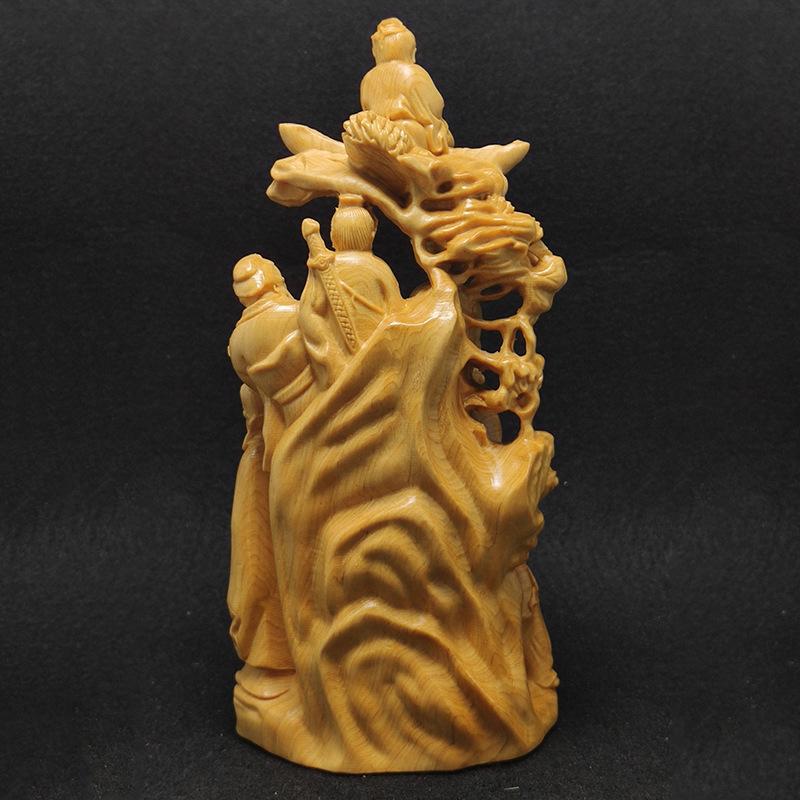 Natural Solid Wood Eight Lmmortals Crossing The Sea Statue Chinese Mythological Characters Home Room Office Decoration Statue