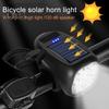 Велосипедный гудок, солнечный тип C, перезаряжаемый, 120 дБ, 600 люмен, суперяркий, линия управления, ночная езда, шоссейный велосипедный фонарь