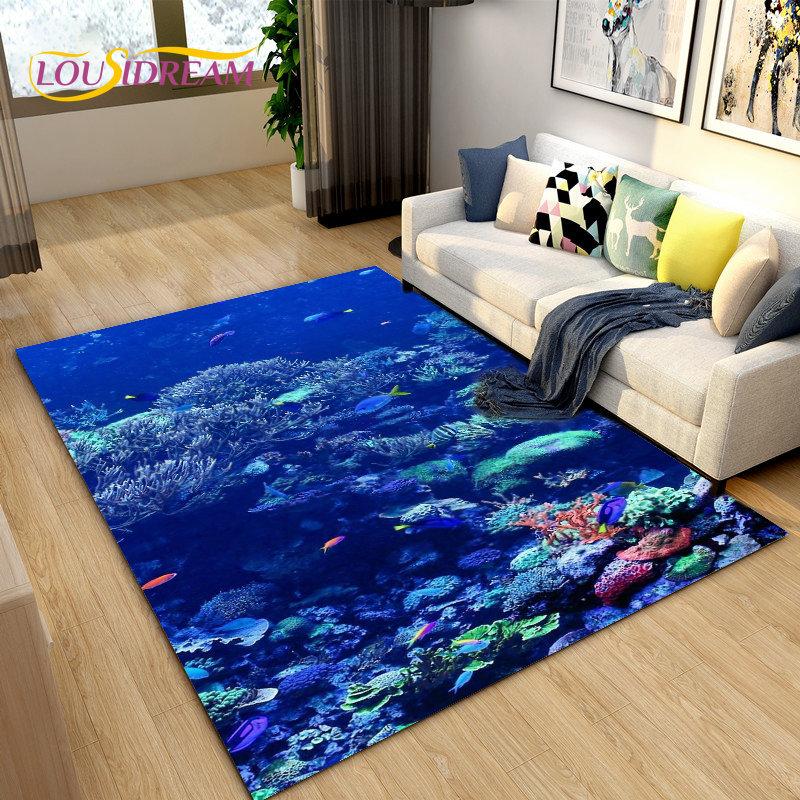 3D подводный мир, морской черепаха, дельфин, большой ковер, ковер для гостиной, спальни, дивана, коврик для кухни, нескользящий напольный коврик