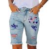 Yousheng Women's Distressed Ripped Denim Shorts High Waist Stretch American Flag Short Pants Summer Casual Jean Shorts