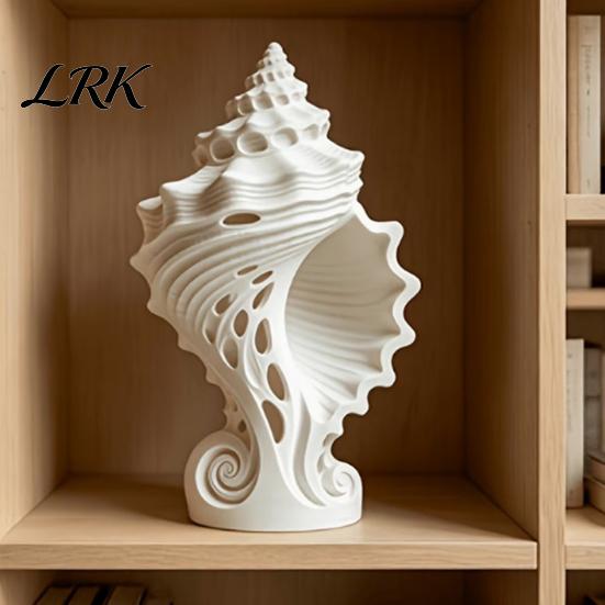Скульптура с гладкой текстурой, Белая фигурка раковины-ракушки, 3D-печатное морское прибрежное настольное украшение, Декор для пляжного домика, Гостиной, Телевизора