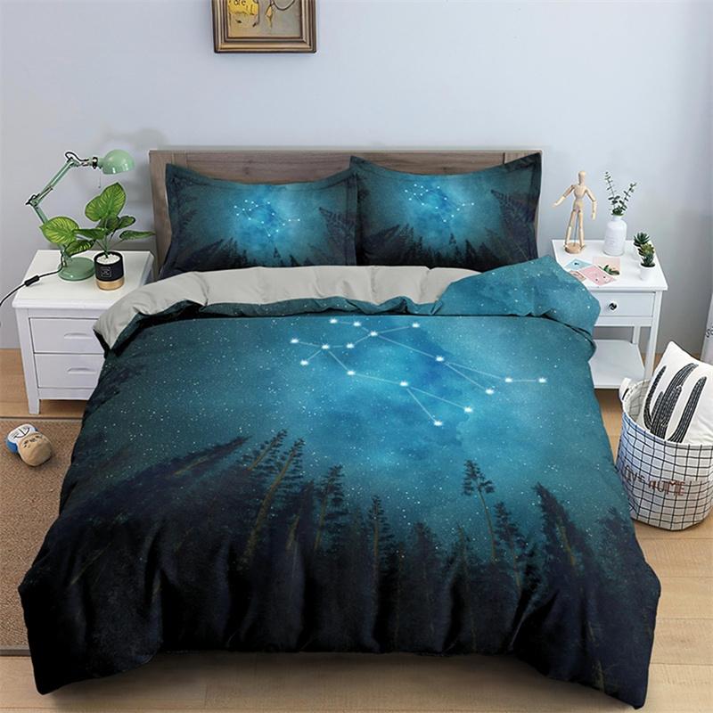 3D Galaxy King Queen Duvet Cover Starry Sky Bedding Set Soft Universe Quilt Cover Outer Space Dark Blue 2 3pcs