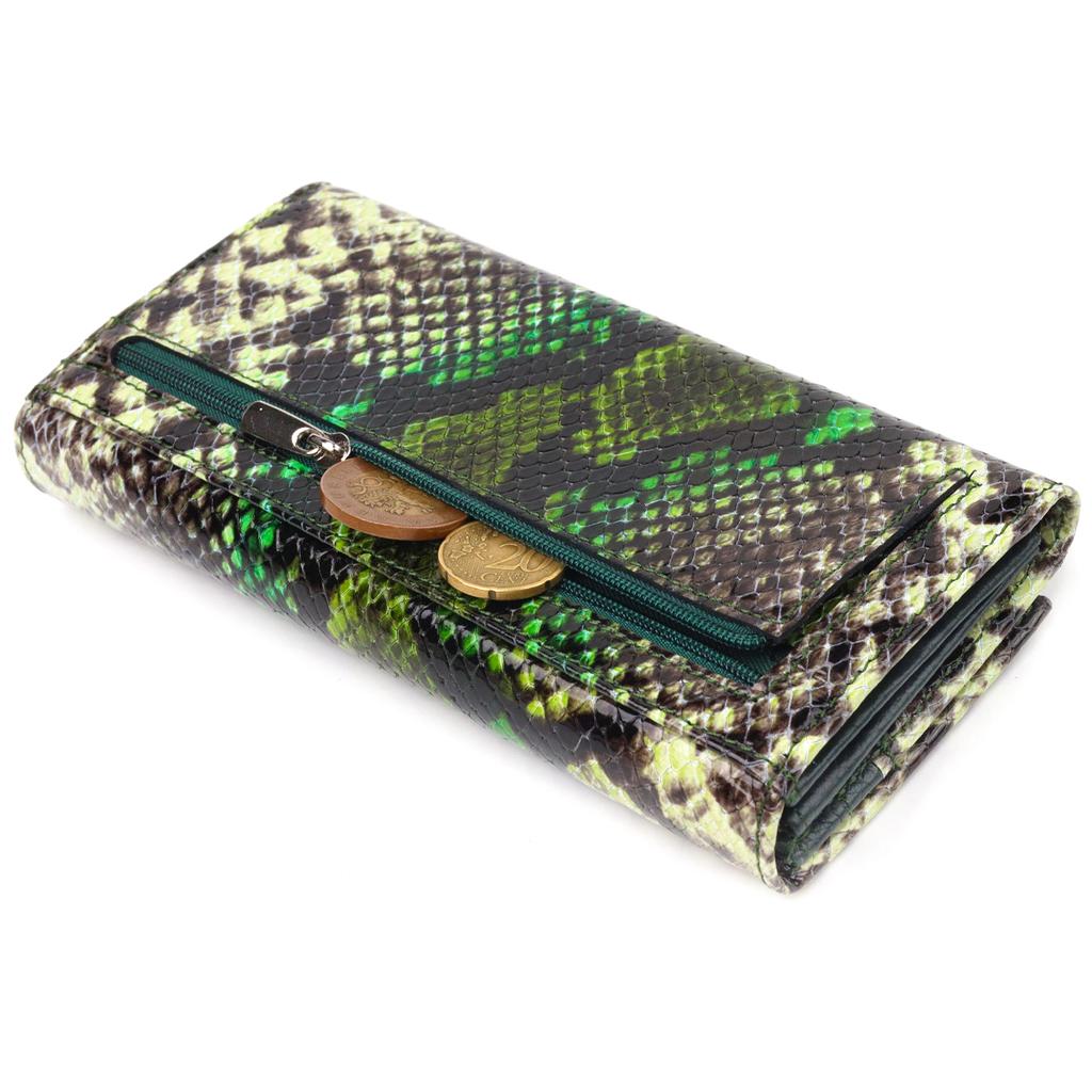 Beautiful Horizontal Women's Wallet Made of Genuine Leather with Snake Embossing CANPELLINI Wallet 21650 Multicolored