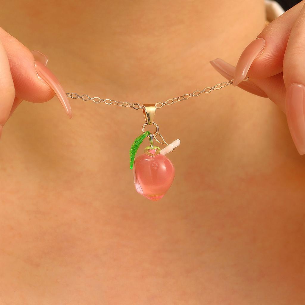 Strawberry/Peach Pendant Necklace Fruit Necklace Alloy Texture Fashion and Trendy Jewelry Suitable for Fashion Lover