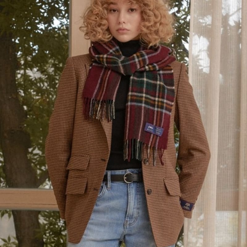 ABRAHAM MOON Шарф из мериносовой шерсти 25 см - Овсяный Бургунди