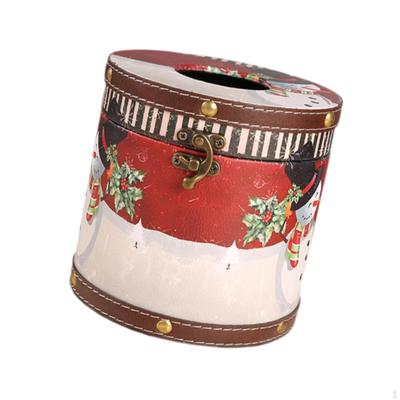 Рождественский держатель для коробки с салфетками, круглый, поделки, деревянное рождественское украшение для стола в гостиной
