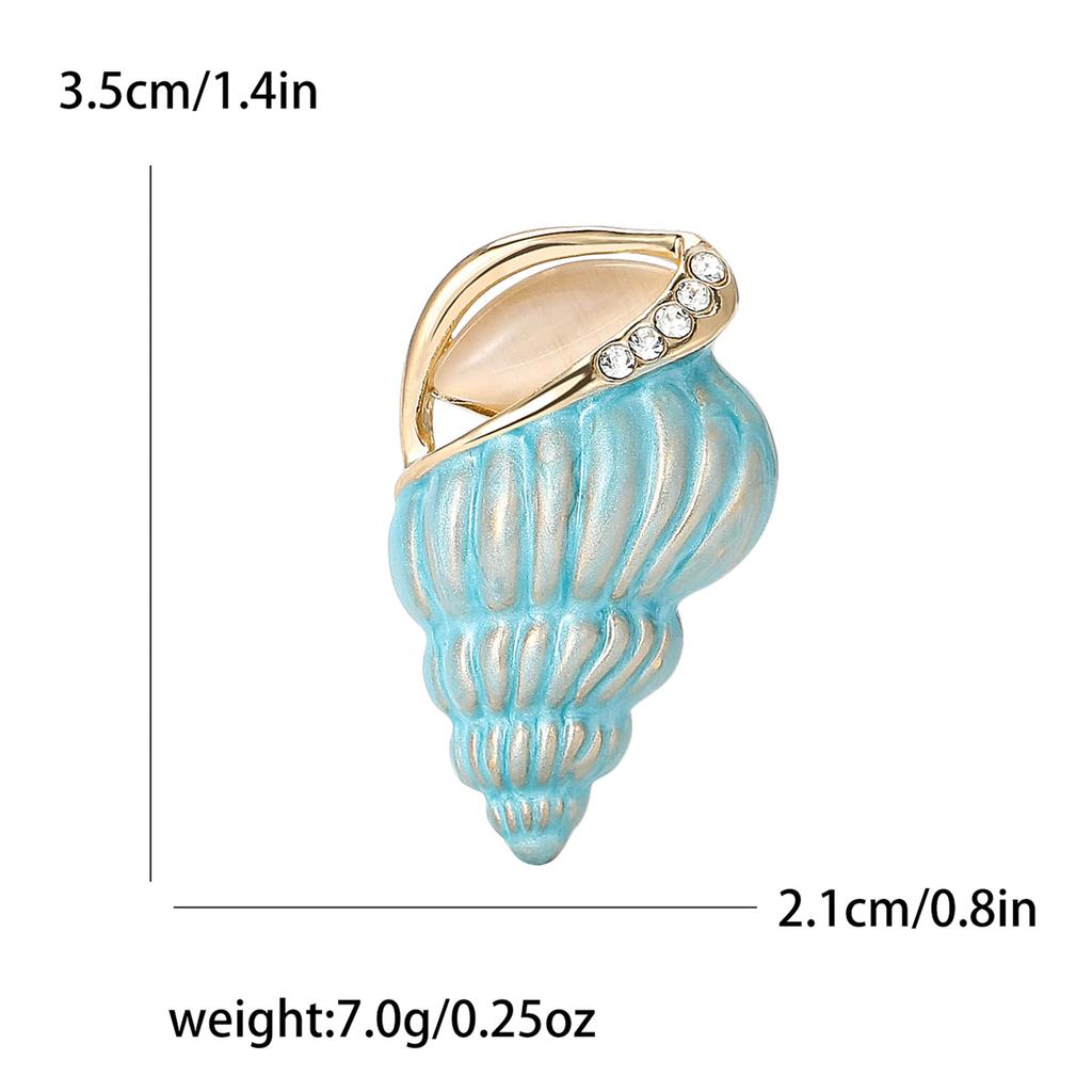 Creative Enamel Conch Brooches for Women Fashion Rhinestone Elegant Clothing Accessories Pins Jewelry